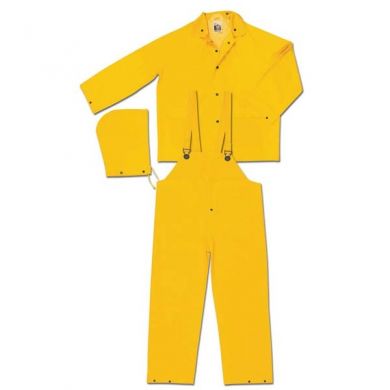 FR PVC Yellow 3 Pcs Rain Suit L