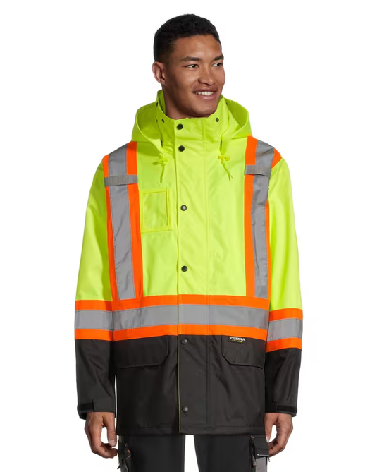 Hi Viz Hooded Rain Jacket L