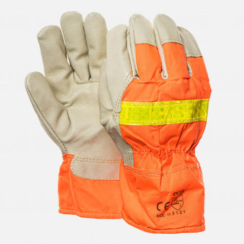 Leather Gloves W/3" Reflective Strip