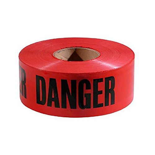 Danger Barricade Tape, Black on Red, 3 inch x 1000 ft, roll