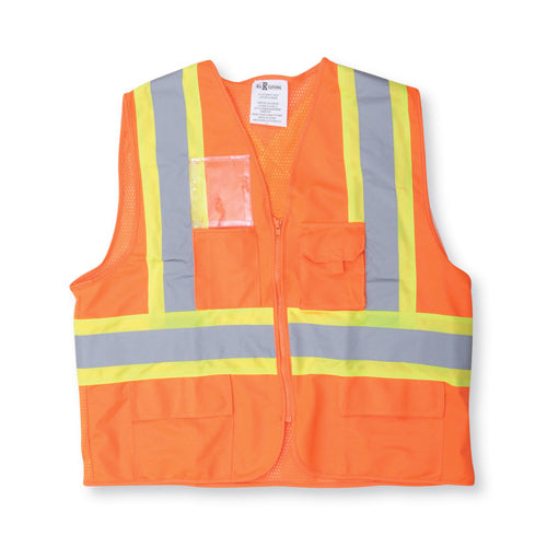 Orange 100% Polyester Mesh and Zipper Safety Vest BK205ZIP-MESH
