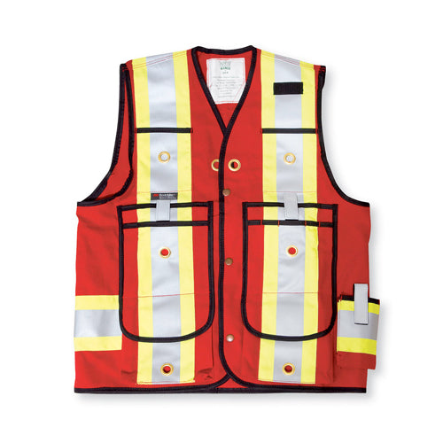 Red 12 oz Cotton Duck Surveyor Safety Vest 5L