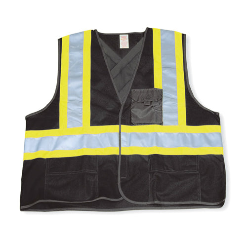 Black 100% Polyester Safety Vest L